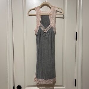 Honeydew Intimates Gray Chemise with Pink Lace
